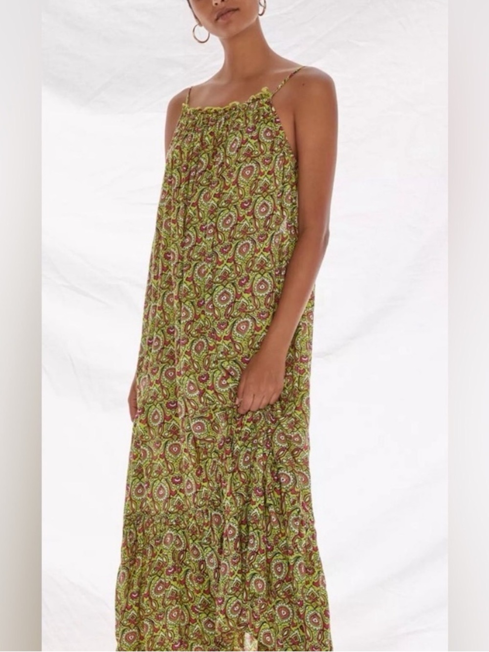 Anthropologie Maxi Lounge Slip Dress Citron Oversized Sm